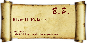 Blandl Patrik névjegykártya